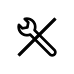 Icon of a crossed wrench and hammer inside a white circle on a black background.