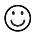 Simple black and white smiley face with two eyes and a smiling mouth inside a circle.